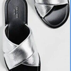 rag & bone, Size 9.5, Silver Metallic Slides